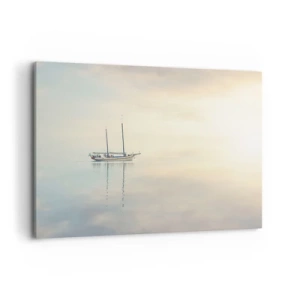 Quadro su tela - Stampe su Tela - Una barca su un mare calmo in una luce soffusa - 100x70cm - Silenzio in mare - Decorazione murale moderna per soggiorno e camera da letto ARTTOR