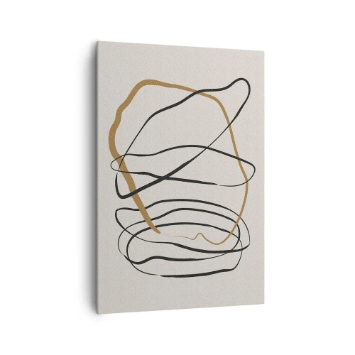 Quadro su tela - Stampe su Tela - Linee artistiche in nero e oro su uno sfondo chiaro - 70x100cm - Composizione: danza intricata - Decorazione murale moderna per soggiorno e camera da letto ARTTOR