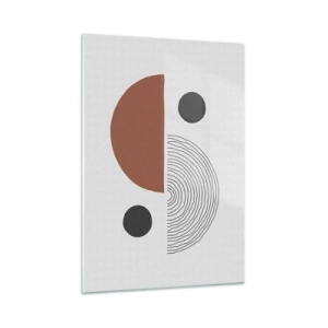 Quadro su vetro - Figure geometriche su sfondo chiaro in stile astratto - 50x70cm - La perfezione del cerchio - Decorazione murale moderna per soggiorno e camera da letto ARTTOR