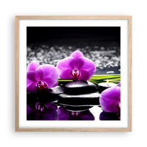 Poster in cornice rovere chiaro - Annegare nel silenzio e nella pace - 50x50 cm