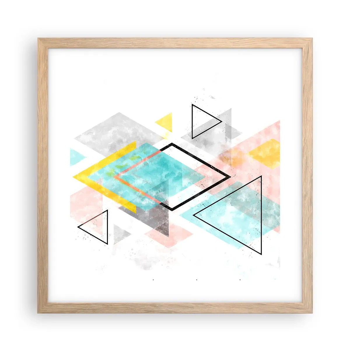 Poster in cornice rovere chiaro - Gioco geometrico - 40x40 cm