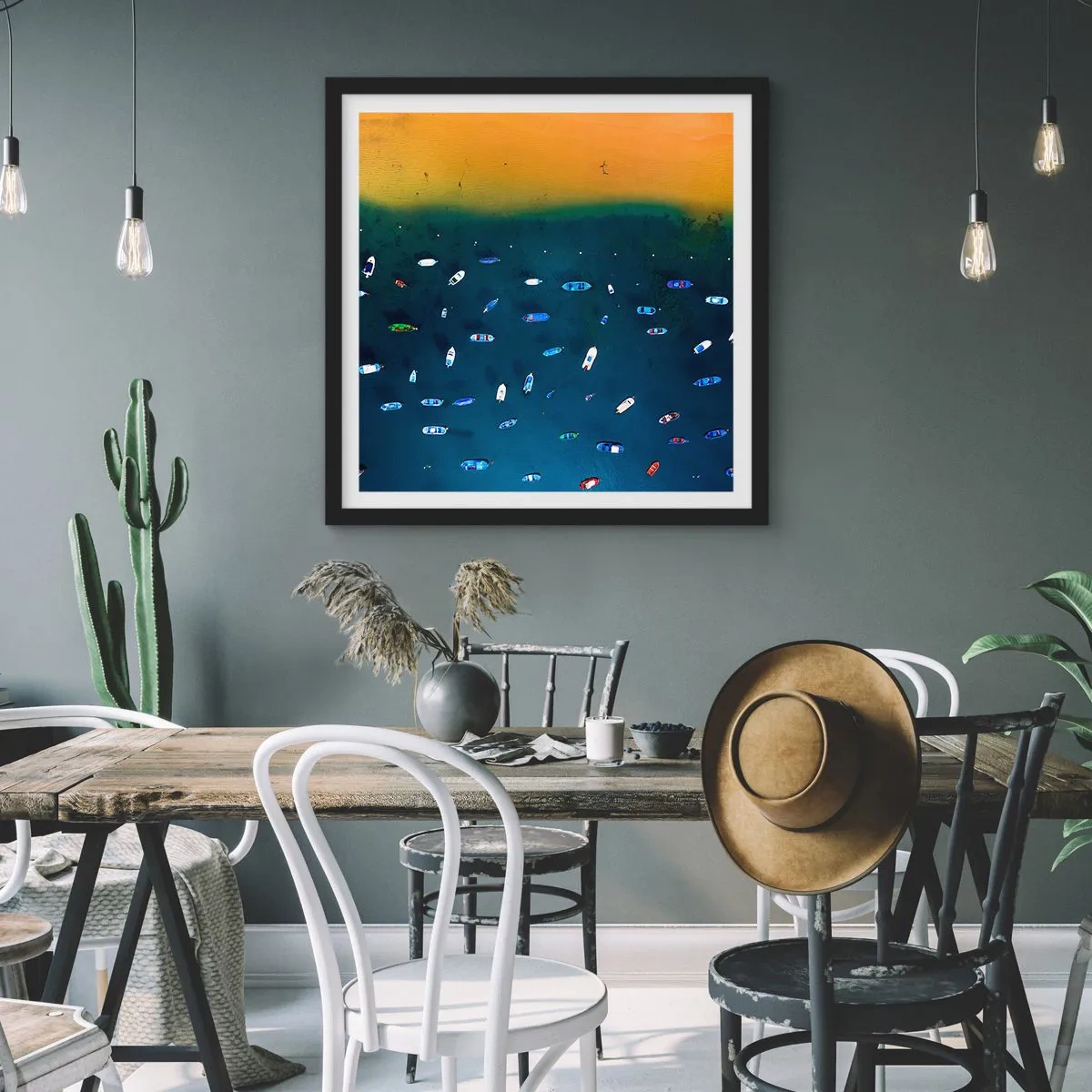 Poster in cornice nera - Il gioco delle vacanze - 40x40 cm