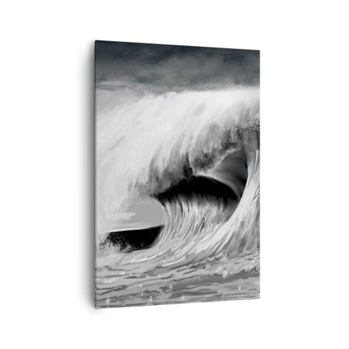 Quadro su tela - Stampe su Tela - Onda oceanica spettacolare in monocromia - 70x100cm - La furia dell'oceano - Decorazione murale moderna per soggiorno e camera da letto ARTTOR