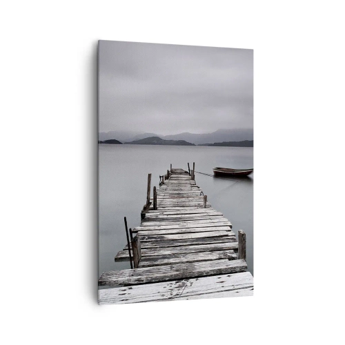 Quadro su tela - Stampe su Tela - Un ponte di legno che conduce alla superficie calma del lago - 80x120cm - Domani puoi partire - Decorazione murale moderna per soggiorno e camera da letto ARTTOR