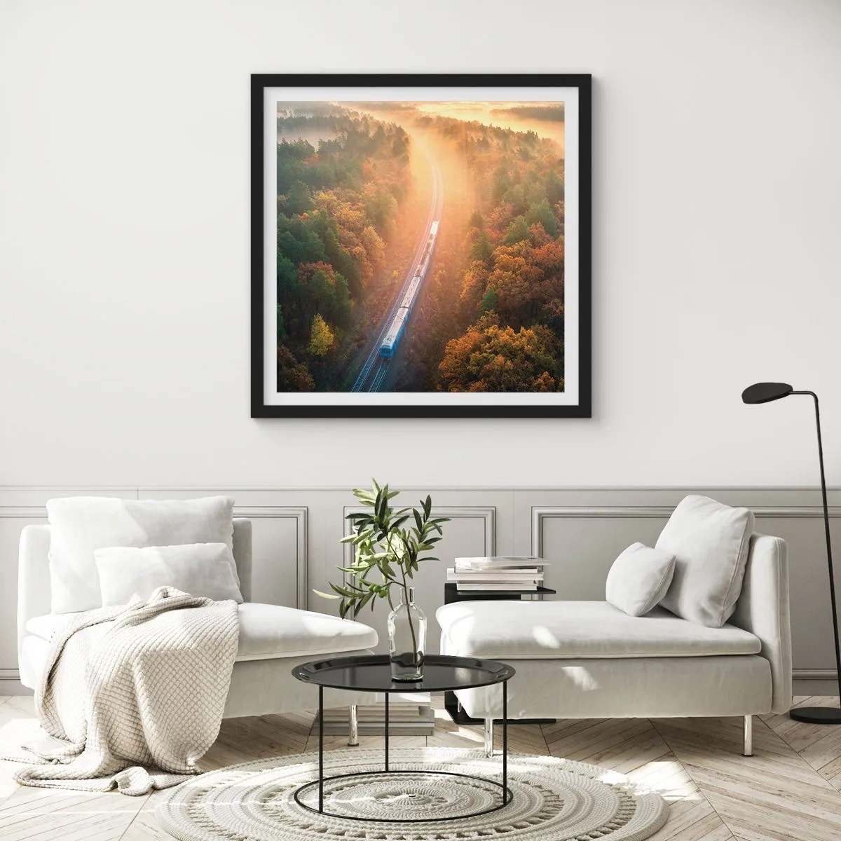 Poster in cornice nera - Viaggio autunnale - 40x40 cm