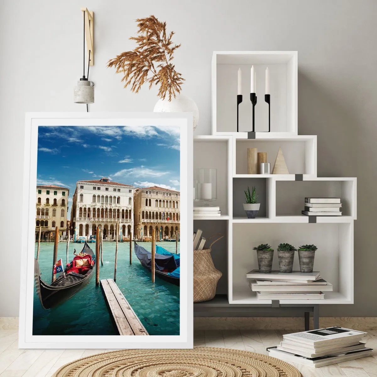 Poster in cornice bianca - Palazzi nel blu - 61x91 cm