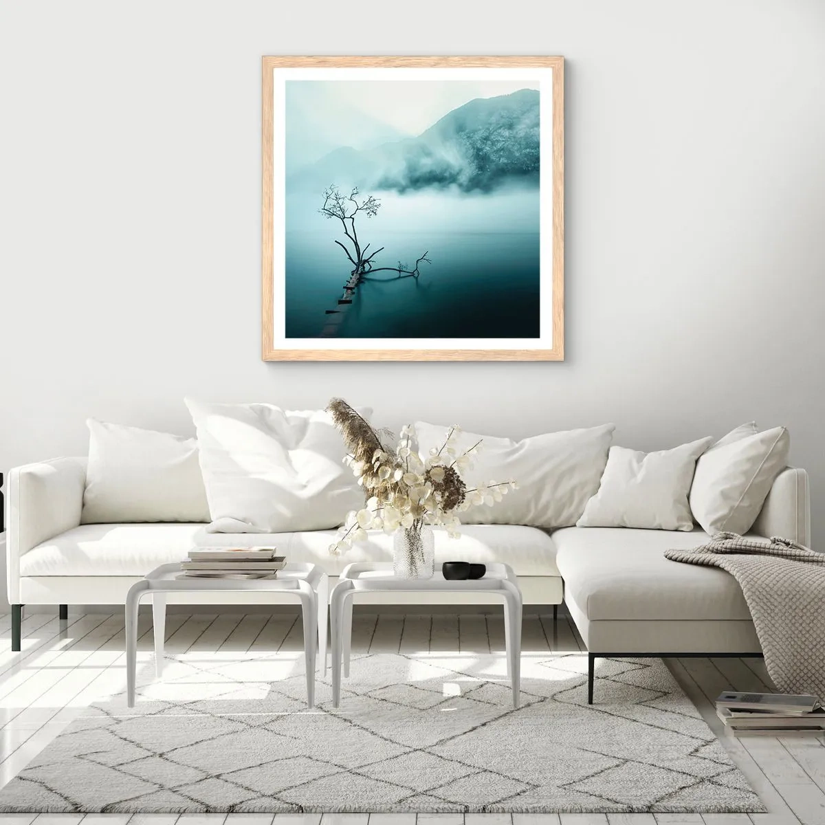 Poster in cornice rovere chiaro - Dall'acqua e dalla nebbia - 40x40 cm