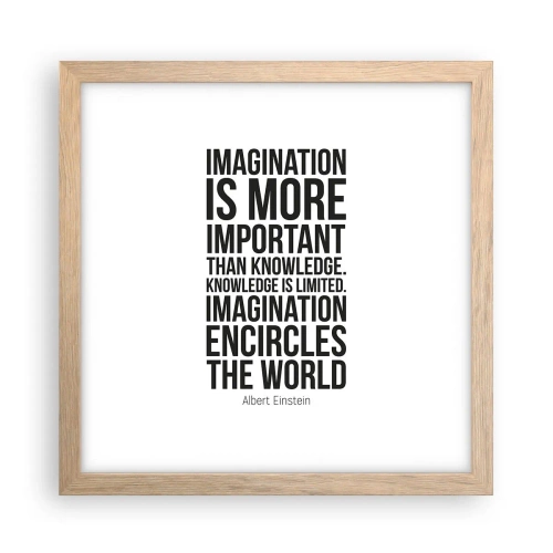 Poster in cornice rovere chiaro - Einstein sul potere dell'immaginazione - 30x30 cm