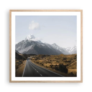 Poster in cornice rovere chiaro - Via verso il cuore dei monti - 60x60 cm
