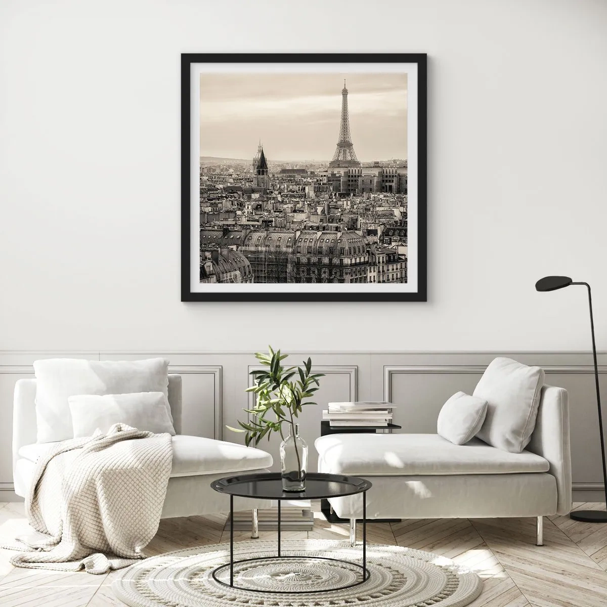 Poster in cornice nera - Sui tetti di Parigi - 30x30 cm