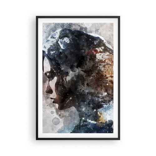 Poster in cornice nera - Racconto su una ragazza con città sullo sfondo - 61x91 cm