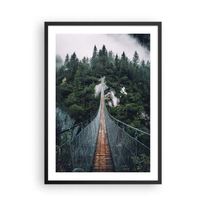 Poster in cornice nera - Un ponte sospeso attraverso una foresta fitta e nebbiosa - 50x70cm - Solo per le aquile - Decorazione murale moderna per soggiorno e camera da letto ARTTOR