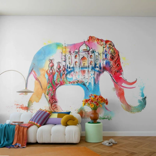 Fotomurali Standard Eco - India: aura d'amore - Astrazione, Elefante, India - 450x315 cm