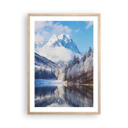 Poster in cornice rovere chiaro - Il custode innevato - 50x70 cm