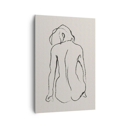 Quadro su tela - Stampe su Tela - Uno schizzo sottile della silhouette di una ragazza vista da dietro - 70x100cm - Nudo di ragazza - Decorazione murale moderna per soggiorno e camera da letto ARTTOR