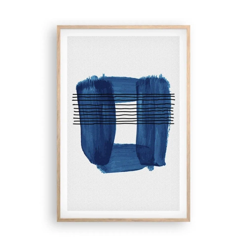 Poster in cornice rovere chiaro - Composizione blu e nera - 61x91 cm