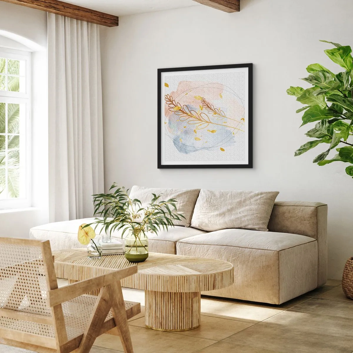 Poster in cornice nera - Soffio d'oro - 40x40 cm