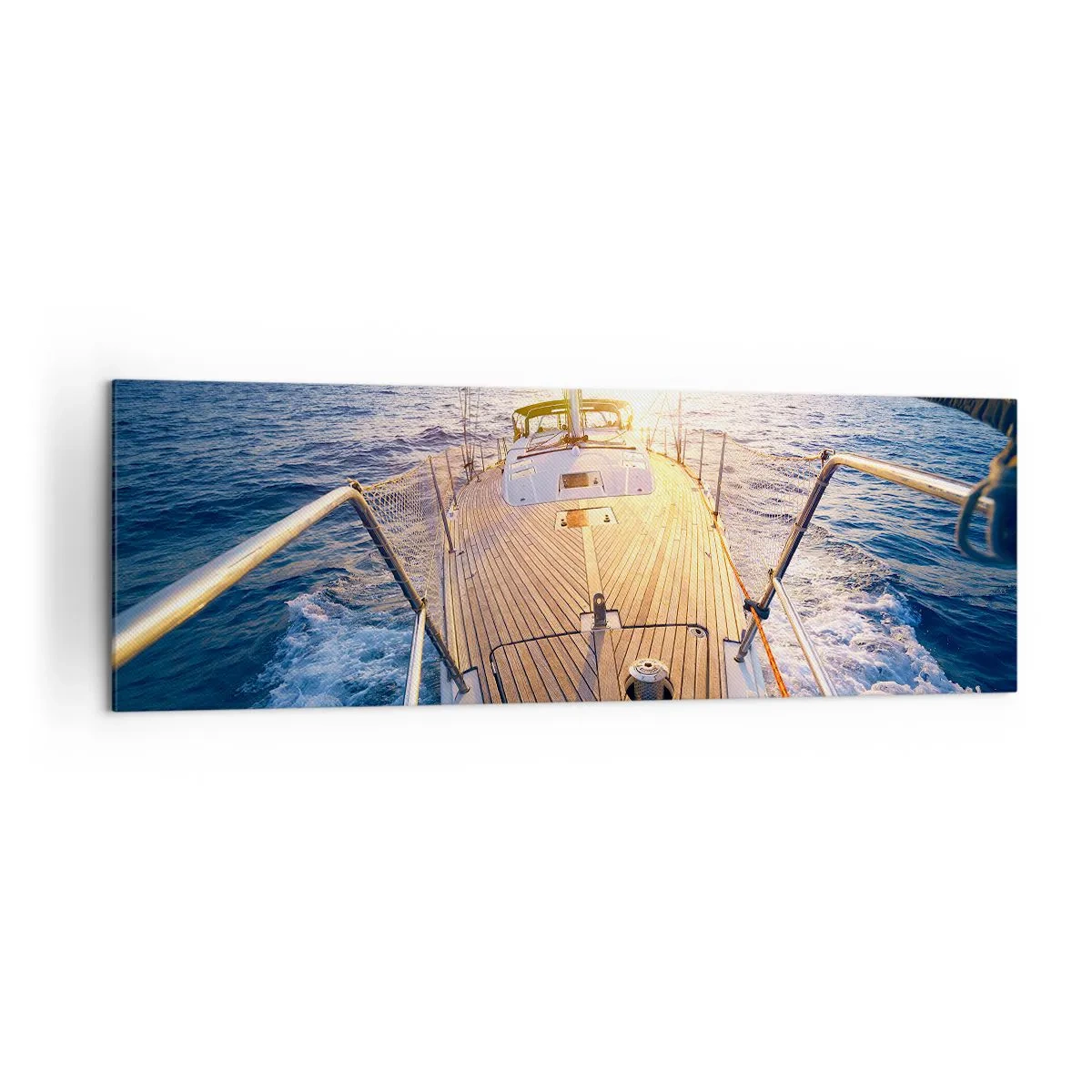 Quadro su tela - Stampe su Tela - Yacht in mare durante il tramonto - 160x50cm - Correndo sulle onde - Decorazione murale moderna per soggiorno e camera da letto ARTTOR