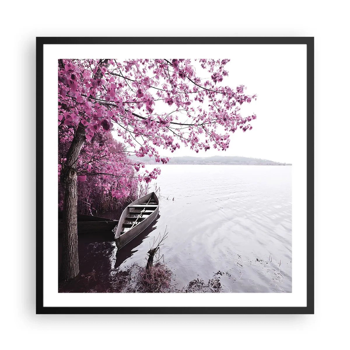 Poster in cornice nera - Nel silenzio rosa - 60x60 cm