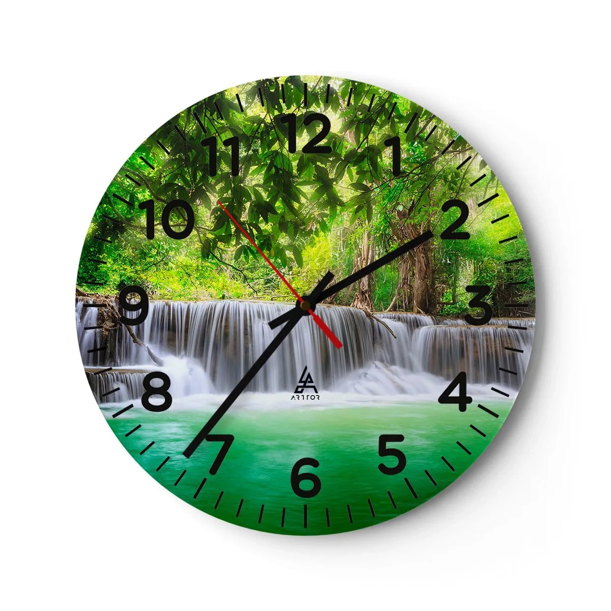 Orologio da parete - Orologio in Vetro - Cascata nel verde - 40x40 cm