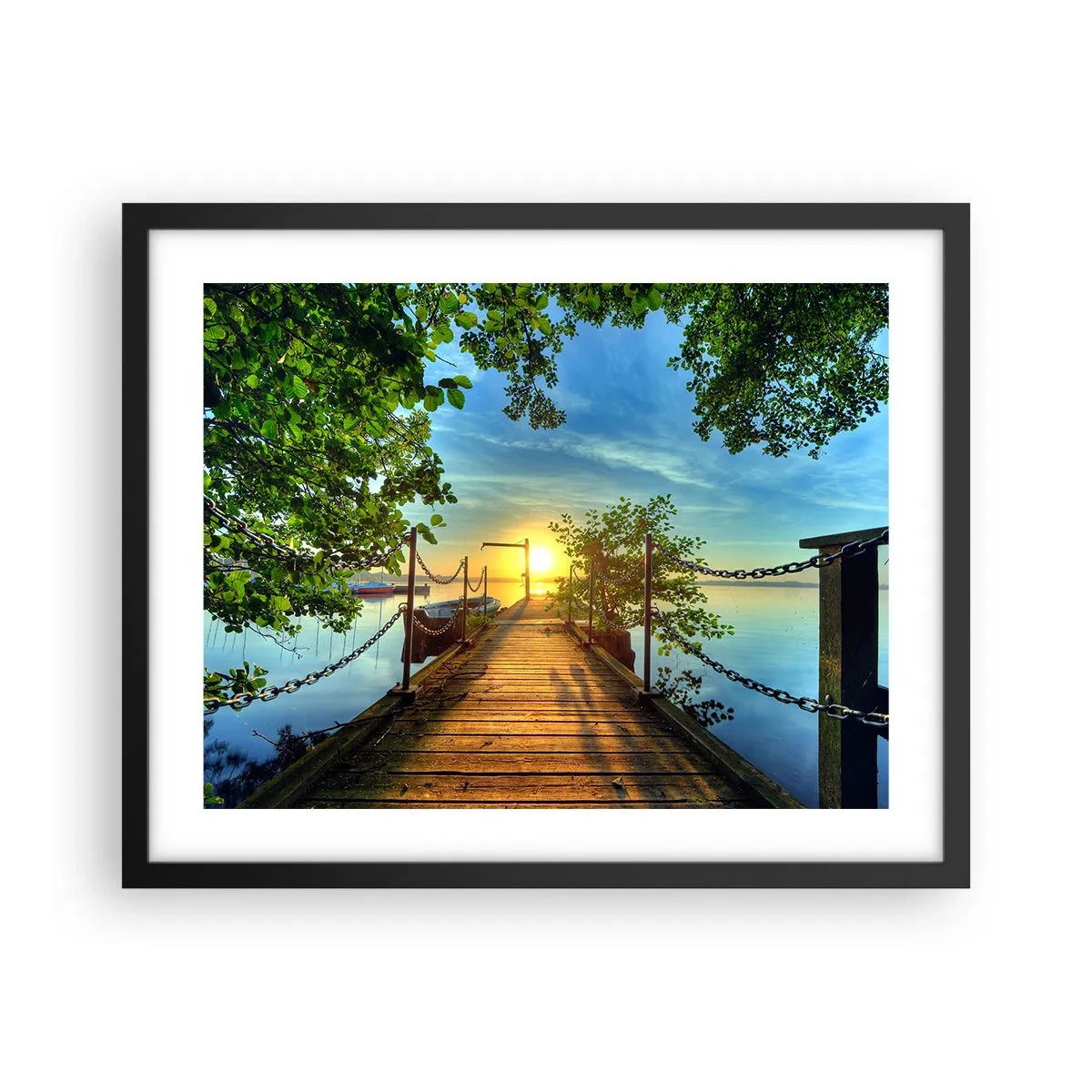 Poster in cornice nera - Tramonto sul lago - 50x40 cm