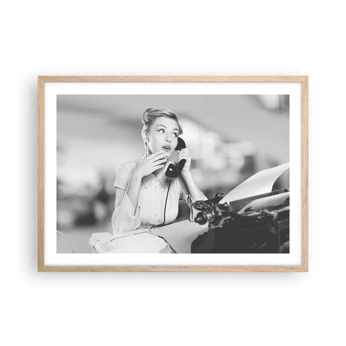 Poster in cornice rovere chiaro - Salve, qui gli anni '50 - 70x50 cm