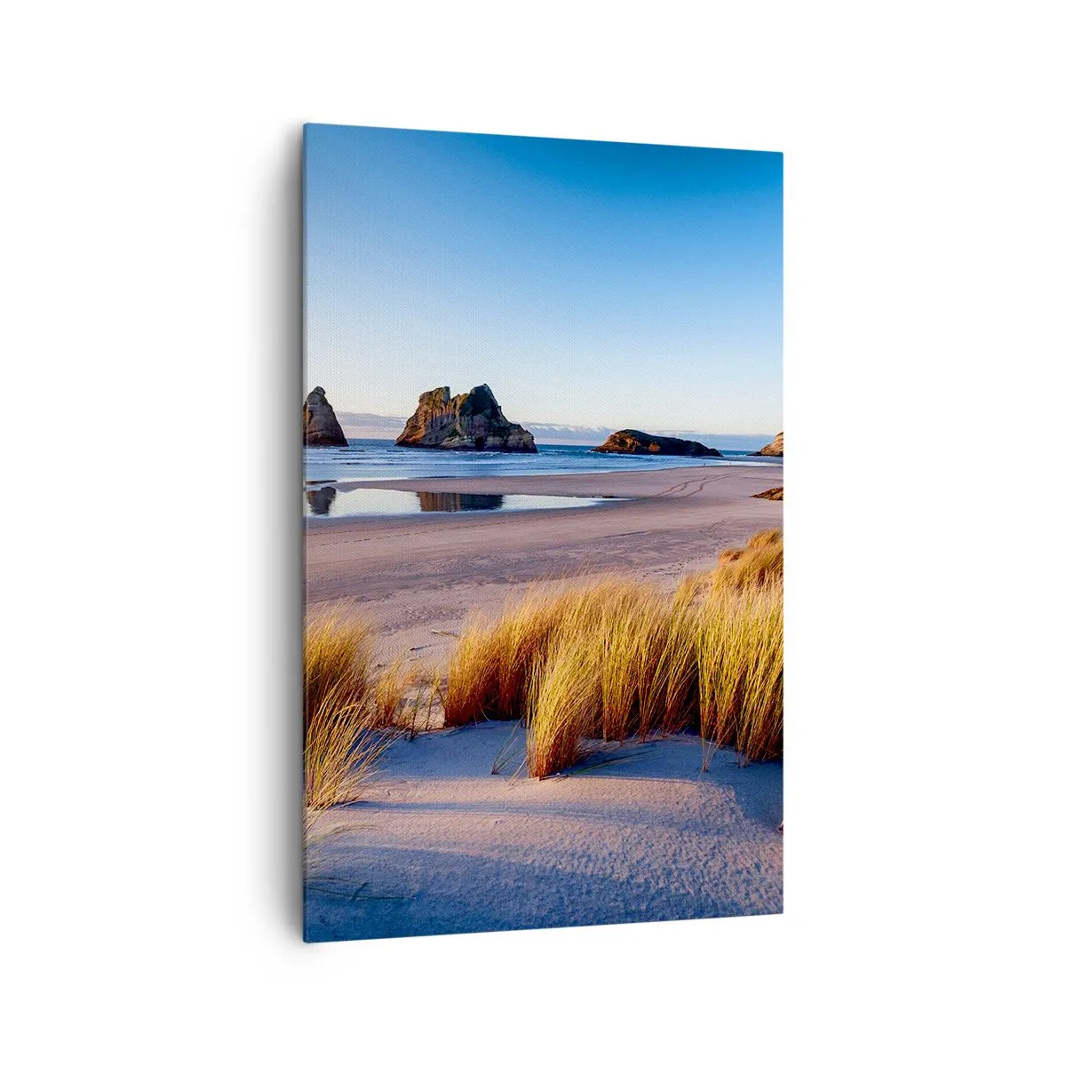 Quadro su tela - Stampe su Tela - Una spiaggia pittoresca con vista sulle rocce e sul mare al tramonto - 80x120cm - Per i cercatori di pace - Decorazione murale moderna per soggiorno e camera da letto ARTTOR