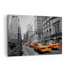 Quadro su tela - Stampe su Tela - Taxi gialli per le strade di New York - 100x70cm - Il sole della grande città - Decorazione murale moderna per soggiorno e camera da letto ARTTOR