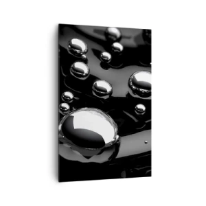 Quadro su tela - Stampe su Tela - Gocce astratte su una superficie nera - 80x120cm - Toni di nero - Decorazione murale moderna per soggiorno e camera da letto ARTTOR