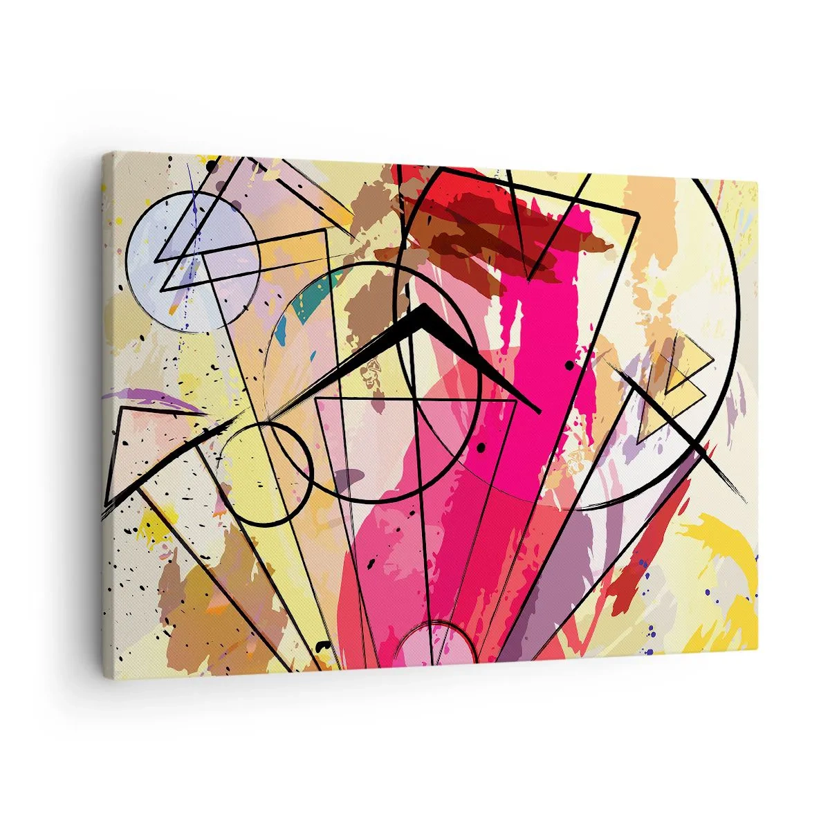 Quadro su tela - Stampe su Tela - Astrazione con linee e forme geometriche - 70x50cm - Esplosione - Decorazione murale moderna per soggiorno e camera da letto ARTTOR