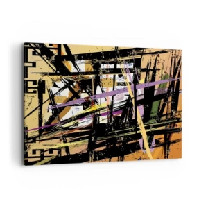 Quadro su tela - Stampe su Tela - Linee e forme astratte su uno sfondo beige - 100x70cm - Taglio netto - Decorazione murale moderna per soggiorno e camera da letto ARTTOR
