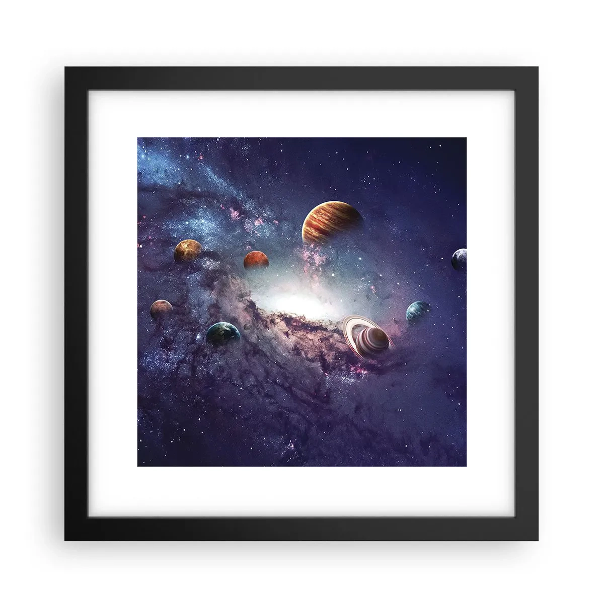 Poster in cornice nera - Sistema solare danzante - 30x30 cm