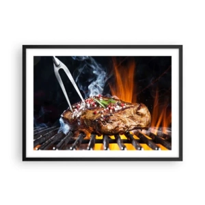 Poster in cornice nera - Bistecca alla griglia con spezie - 70x50cm - Succosa e profumata - Decorazione murale moderna per soggiorno e camera da letto ARTTOR
