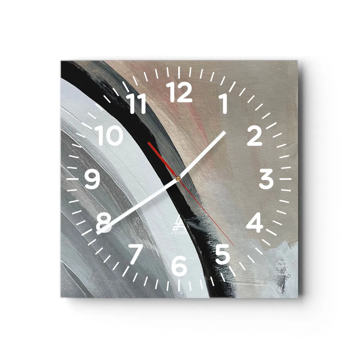 Orologio da parete - Orologio in Vetro - Composizione: arco di nero e grigio - 40x40 cm
