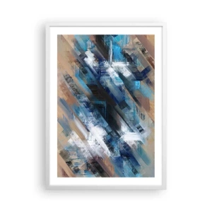 Poster in cornice bianca - Sulla diagonale blu - 50x70 cm