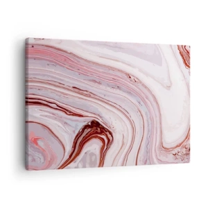 Quadro su tela - Stampe su Tela - Motivo astratto in rosa e bianco - 70x50cm - Dritto, poi a destra in basso - Decorazione murale moderna per soggiorno e camera da letto ARTTOR