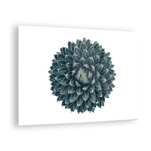 Quadro su vetro - Motivo simmetrico di pianta succulenta su sfondo bianco - 70x50cm - La stella del deserto - Decorazione murale moderna per soggiorno e camera da letto ARTTOR
