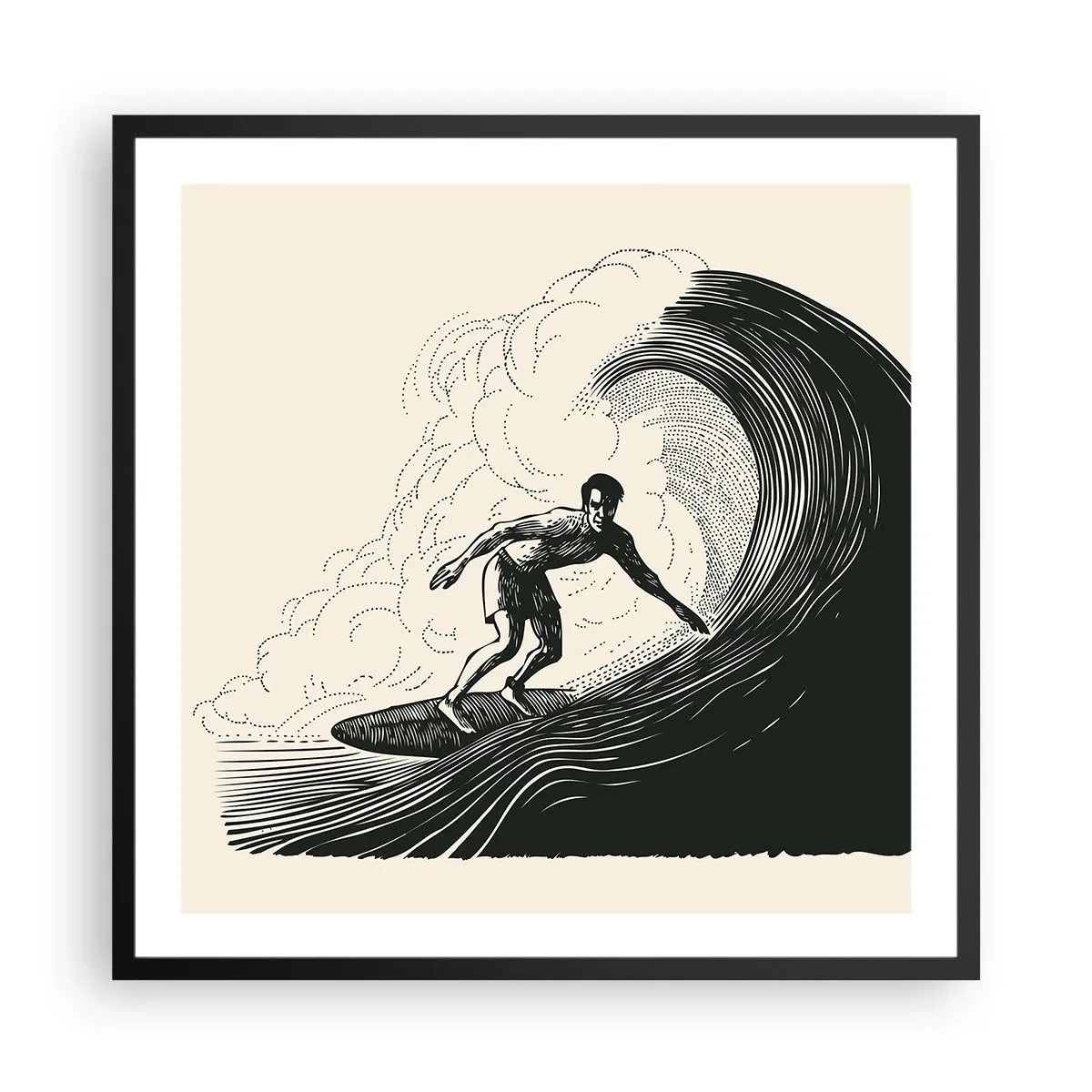 Poster in cornice nera - Il re delle onde - 60x60 cm