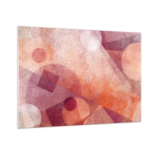 Quadro su vetro - Composizione geometrica astratta nei toni del rosa e dell'arancione - 100x70cm - Trasformazioni geometriche in rosa - Decorazione murale moderna per soggiorno e camera da letto ARTTOR