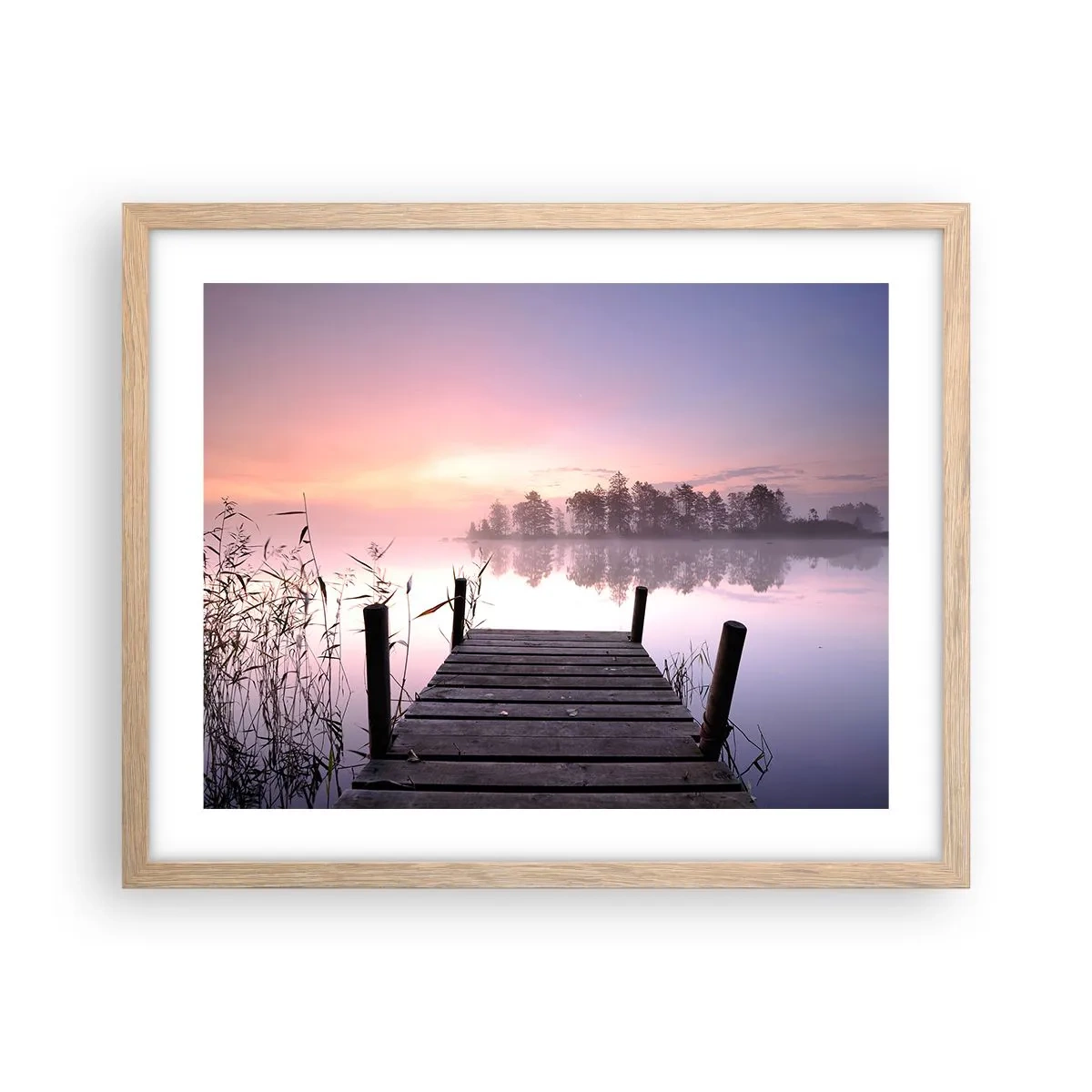 Poster in cornice rovere chiaro - Nebbia color lilla - 50x40 cm