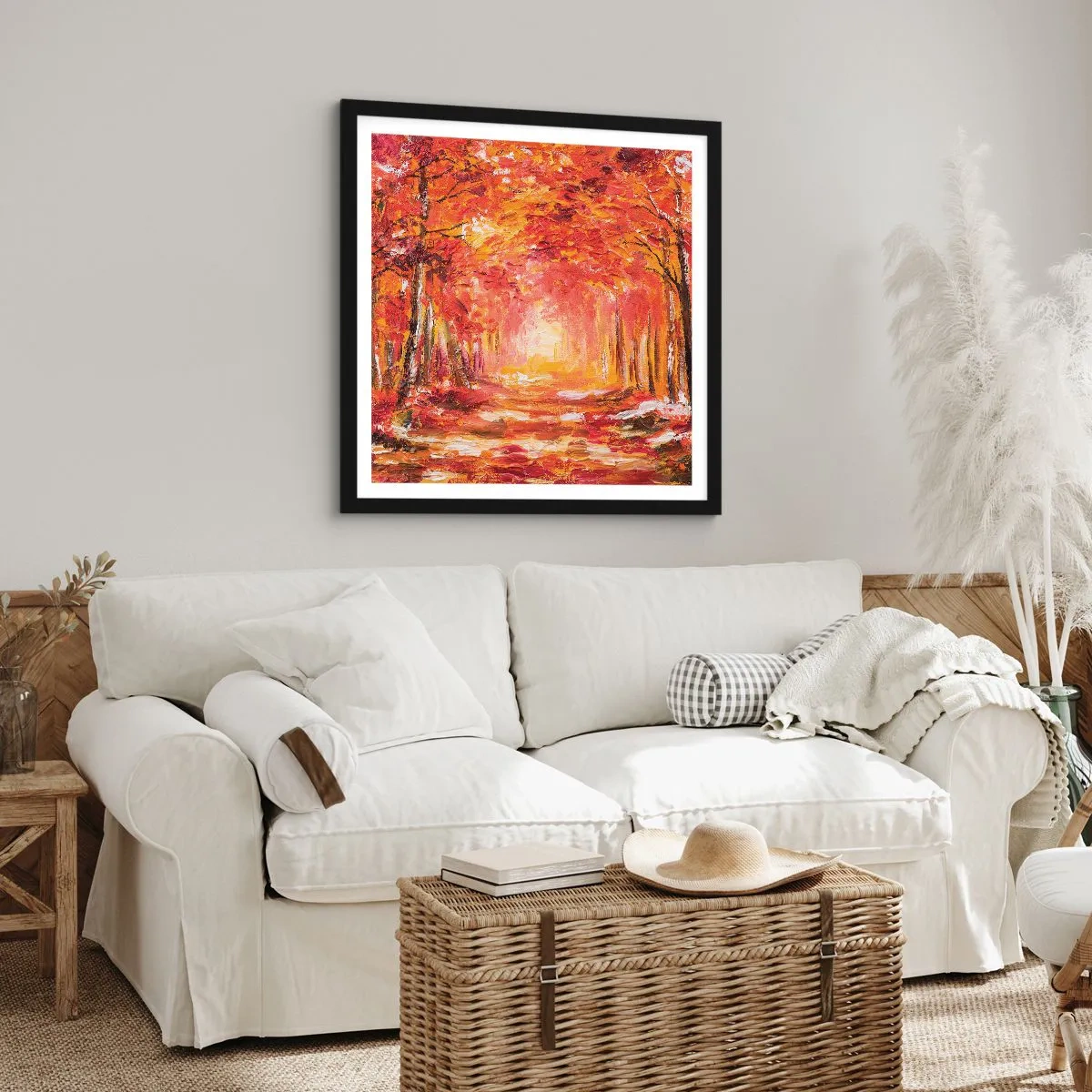 Poster in cornice nera - Foresta di rame - 60x60 cm