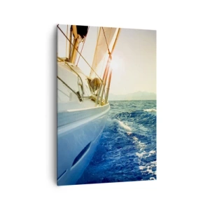 Quadro su tela - Stampe su Tela - Uno yacht in mare aperto con vista sulle onde - 70x100cm - Verso l'avventura - Decorazione murale moderna per soggiorno e camera da letto ARTTOR