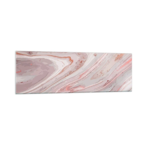 Quadro su vetro - Onde astratte in delicate tonalità di rosa e beige - 160x50cm - Rosa liquido - Decorazione murale moderna per soggiorno e camera da letto ARTTOR