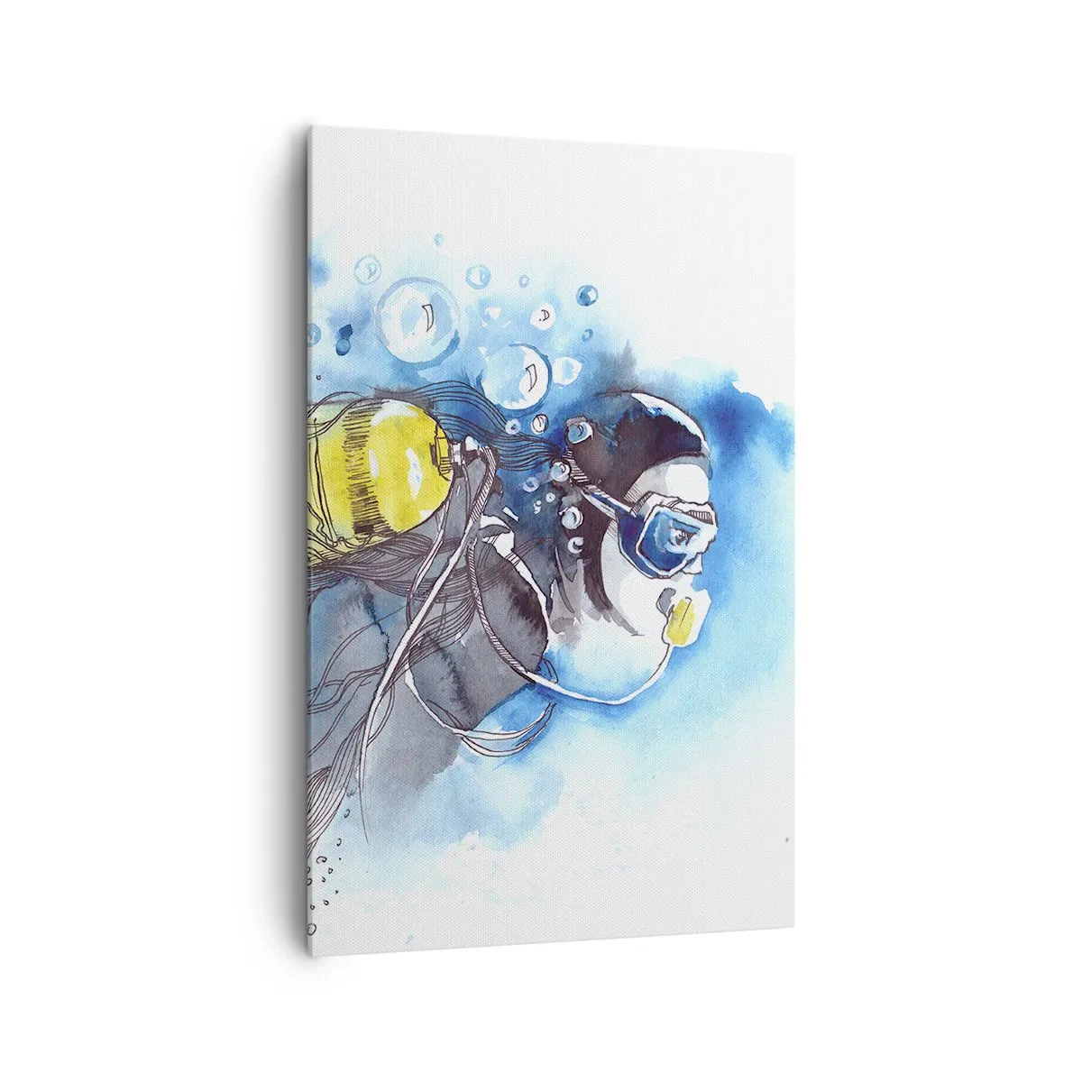 Quadro su tela - Stampe su Tela - Scena subacquea con un subacqueo e pesci esotici - 80x120cm - Il grande blu - Decorazione murale moderna per soggiorno e camera da letto ARTTOR