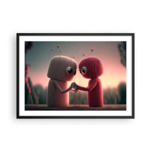 Poster in cornice nera - Personaggi di filato in un'affascinante ambientazione a tema cuore - 70x50cm - Ognuno ha diritto ad amare - Decorazione murale moderna per soggiorno e camera da letto ARTTOR