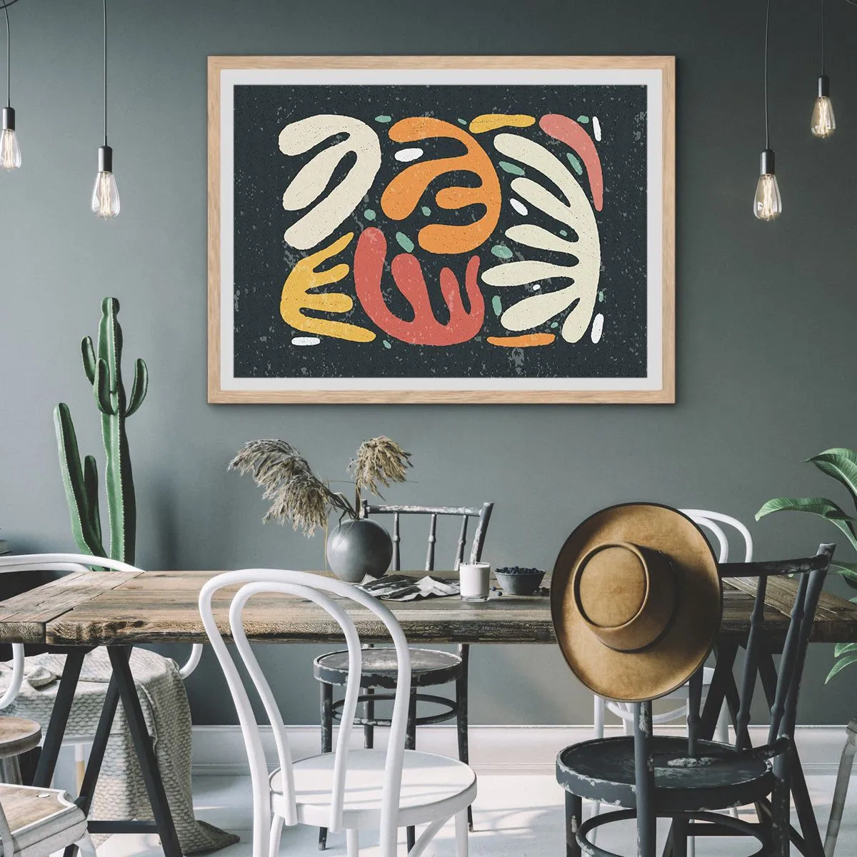 Poster in cornice rovere chiaro - Composizione: adesso ti acchiappo - 91x61 cm