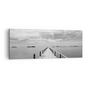 Quadro su tela - Stampe su Tela - Un molo di legno che si estende in lontananza sopra un mare calmo - 140x50cm - Forse un viaggio... - Decorazione murale moderna per soggiorno e camera da letto ARTTOR
