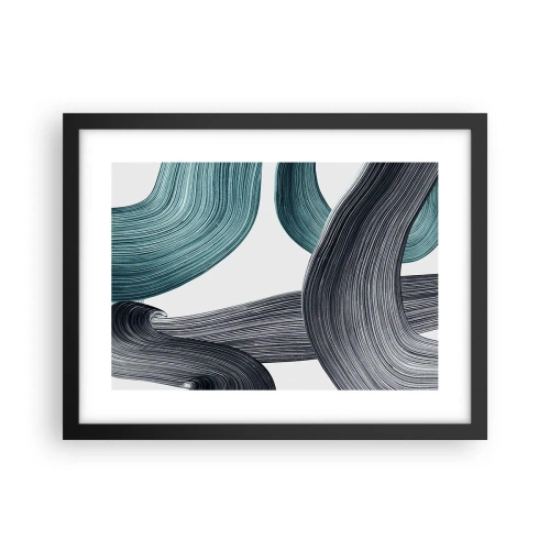 Poster in cornice nera - Tracce smeraldo e nero - 40x30 cm