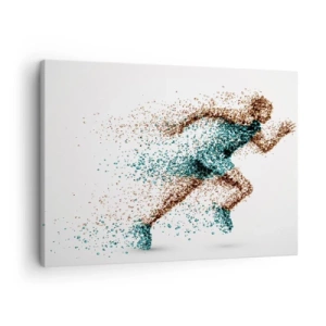 Quadro su tela - Stampe su Tela - Una figura dinamica di corridore composta da minuscole particelle - 70x50cm - La vita è una corsa - Decorazione murale moderna per soggiorno e camera da letto ARTTOR