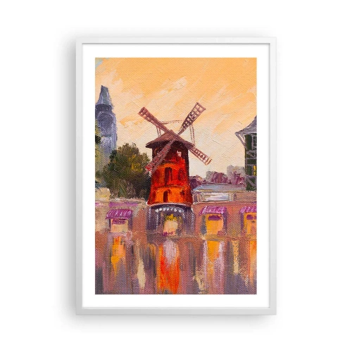 Poster in cornice bianca - Le icone di Parigi: il Moulin Rouge - 50x70 cm